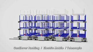 伸縮式電動モバイルカンチレバーラック